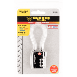 Bulldog Metal TSA Cable Lock for Zippers 4.5 Inch Black Combination