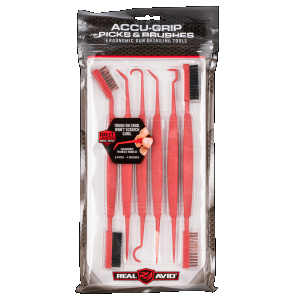 Real Avid AVPBS AccuGrip Picks  Brushes RifleShotgun Firearm Plastic 88.25 Long Resin Bristles 6 Per Pkg
