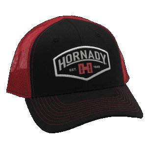 Hornady Mesh Snapback Logo Trucker Hat  Adjustable (Black/Red)