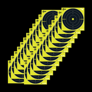 EZAim 15213 Splash Reactive Target 8 Bullseye Paper Hanging BlackYellow 25 Per Pkg