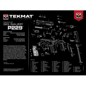 TekMat TEKR20SIGP229 Sig Sauer P229 Ultra 20 Cleaning Mat Sig P229 Parts Diagram 15 x 20