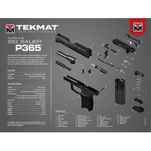 TekMat TEKR20SIGP365 Sig Sauer P365 Ultra 20 Cleaning Mat Sig P365 Parts Diagram 15 x 20