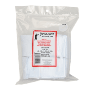 ProShot 214250 Cleaning Patches  .38  .45 Cal .410  20 Gauge 2.25 Square Cotton Flannel 250 Pack