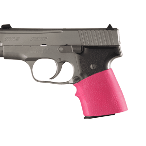 Hogue 18007 HandAll Jr. Grip Sleeve Small Size made of Rubber with Textured Pink Finish Finger Groove for Most 22 25 38 Pistols