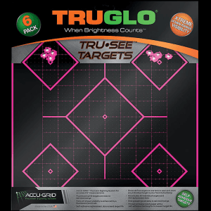TRUGLO Tru-See Splatter 5-Diamound Paper Targets  6 Pack (Black/Pink)