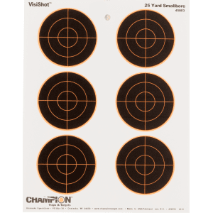 Champion Targets VisiShot 3 Bullseye Paper Targets  10 Pack (Black/White)