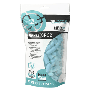 Radians Aqua Blue Foam Earplugs 32 dB NRR