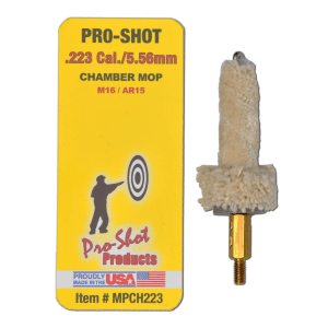ProShot MPCH223 Chamber Mop Military Style .223 Rem5.56x45mm NATO AR Platform 832 Thread 100 Cotton Mop Brass Core