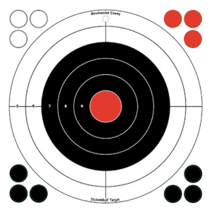 Birchwood Casey Stick-A-Bull 12 Bullseye Targets  5 Pack (Black/White)