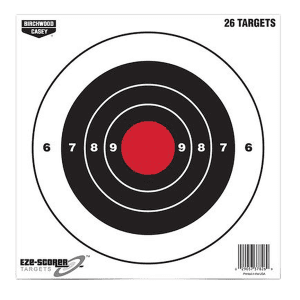 Birchwood Casey 37826 EZEScorer 8 Bullseye Paper Hanging BlackRed 26 Per Pkg