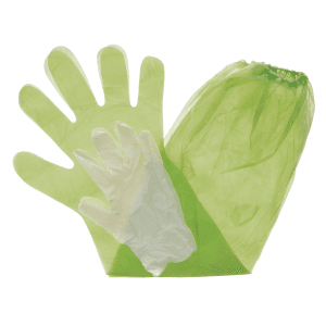 HME Green Shoulder Length and Form Fitting Gloves with Towelette