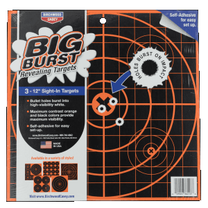 Birchwood Casey Big Burst 12 Revealing Bullseye Targets  3 Pack (Black/Orange)
