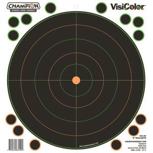 Champion Targets 8 VisiColor Bullseye Targets with Pasters  5 Pack (Black/White)