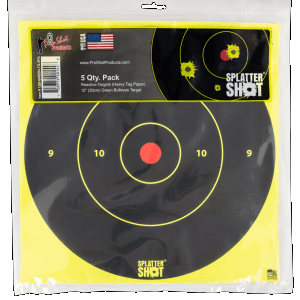 Pro-Shot Splattershot 12 Bullseye Paper Targets  12 Pack (Black/Green)