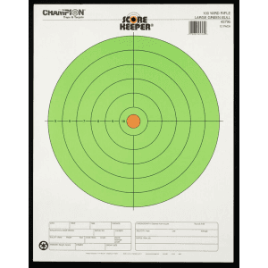 Champion Targets Score Keeper Bullseye Paper Targets  12 Pack (White/Green)