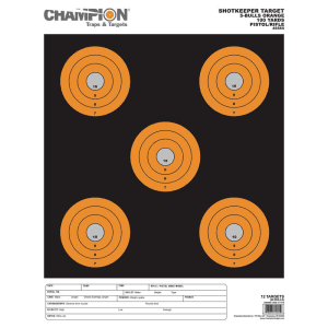 Champion Targets 45555 Shotkeeper 5 Bullseye Paper 100 yds PistolRifle Large BlackOrange 12 PK