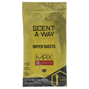 Hunters Specialties ScentAWay Odorless Dryer Sheets 15 Pack