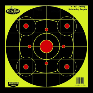 Birchwood Casey 35912 Dirty Bird SightIn Circle Paper Hanging PistolRifle 12 BlackRed 4 Per Pkg