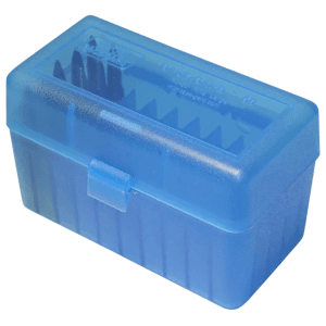 MTM CaseGard Ammo Box Clear Blue 50rd Polypropylene