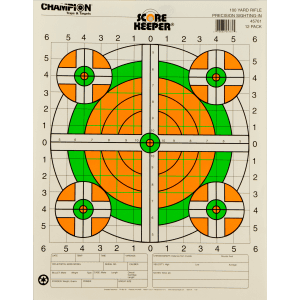 Champion Targets 45761 Score Keeper Bullseye Paper Hanging 100 yds Rifle 14 x 18 GreenOrange 12 PK