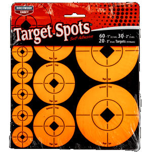 Birchwood Casey Target Spots Crosshair Bullseye Targets  60 Pack (Black/Orange)