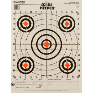 Champion Targets Score Keeper Bullseye 100 Yard Targets  12 Pack (White/Orange)