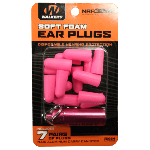 Walkers Game Ear Foam Ear Plugs  Wlkr Gwp-plgcan-pk  7pk Pnk Foam Plug W/case
