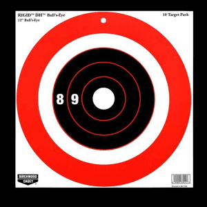 Birchwood Casey 12x12 Rigid DH Bullseye Targets  10 Pack (Black/Orange)