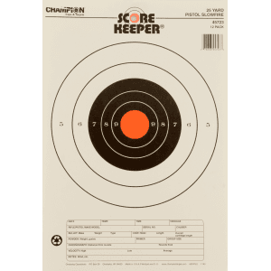 Champion Targets Score Keeper 25 Yard Bullseye Targets  12 Pack (White/Orange)