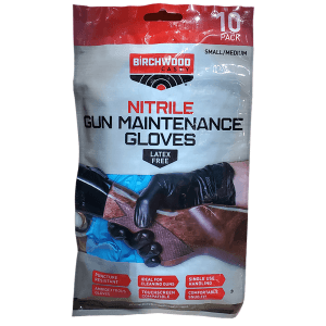 Birchwood Casey Nitrile Gun Maintenance Gloves - Small/Medium 10 Pack