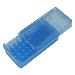Mtm Side-slide Ammo Box  Mtm P50ss-45-24  45  Pstl Slide Stop 50rd Box Blue