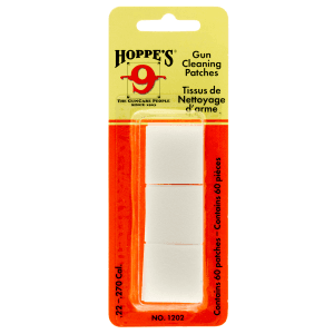 Hoppes 1203 Gun Cleaning Patches  3 27035 Cal Synthetic 50 Per Pack