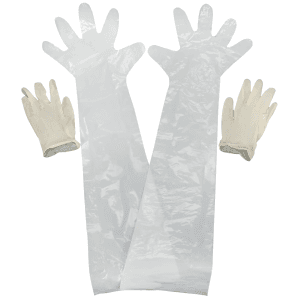 Allen Field Dressing Gloves Clear Latex Shoulder/Wrist Set