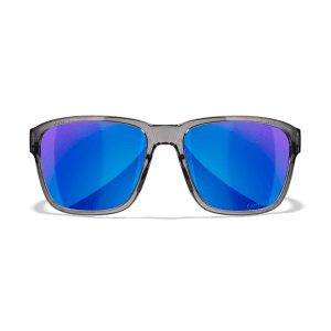 Wiley X Trek Sunglasses ML Blue Mirror Polycarbonate Gloss Crystal Dark Gray Frame