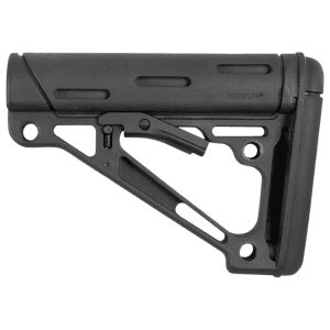 Hogue 15040 OverMolded Collapsible Buttstock made of Synthetic Material with Black Finish Overmolded Rubber for MilSpec AR15 M16