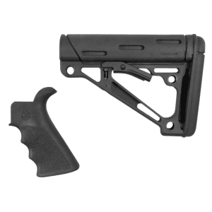 Hogue 15056 OverMolded Combo Kit Collapsible Black OverMolded Rubber Black Synthetic Black Rubber Grip for AR15 M16 with MilSpec Tube (Tube Not Included)