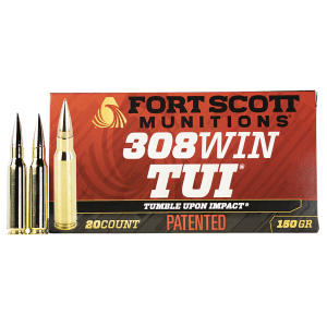 Fort Scott Munitions Tumble Upon Impact 308 Winchester 150 Grain Solid Copper Spun (Box)