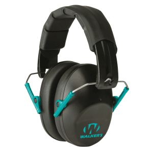 Walkers Game Ear Low Profile Folding Ear Muffs (Black/Teal)