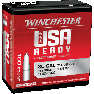 Winchester 308 Caliber 168gr Open Tip Range Ammo 100/box